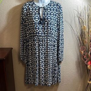 #68 Old Navy Boho style oversized printed midi dress size large